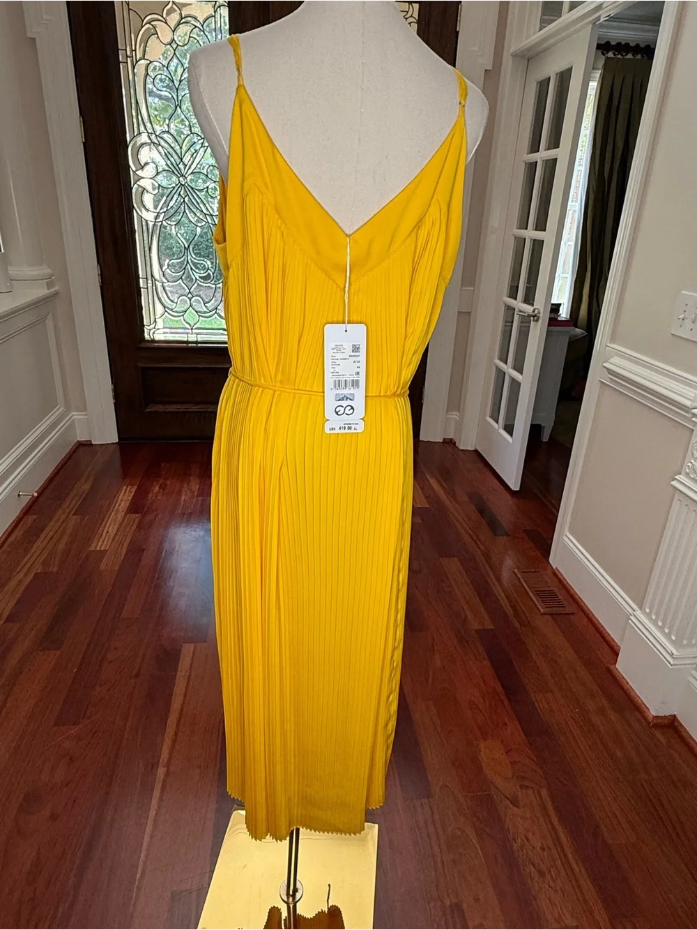 NWT Escada Sport Damyka Sunflower Yellow Pleated Midi Dress Size 44 Designer - Picture 6 of 9